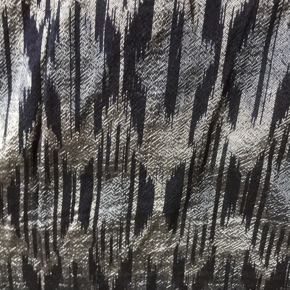 Silk vintage Ikat patterned maxi sheath dress size large navy and silver - Picture 4 of 5